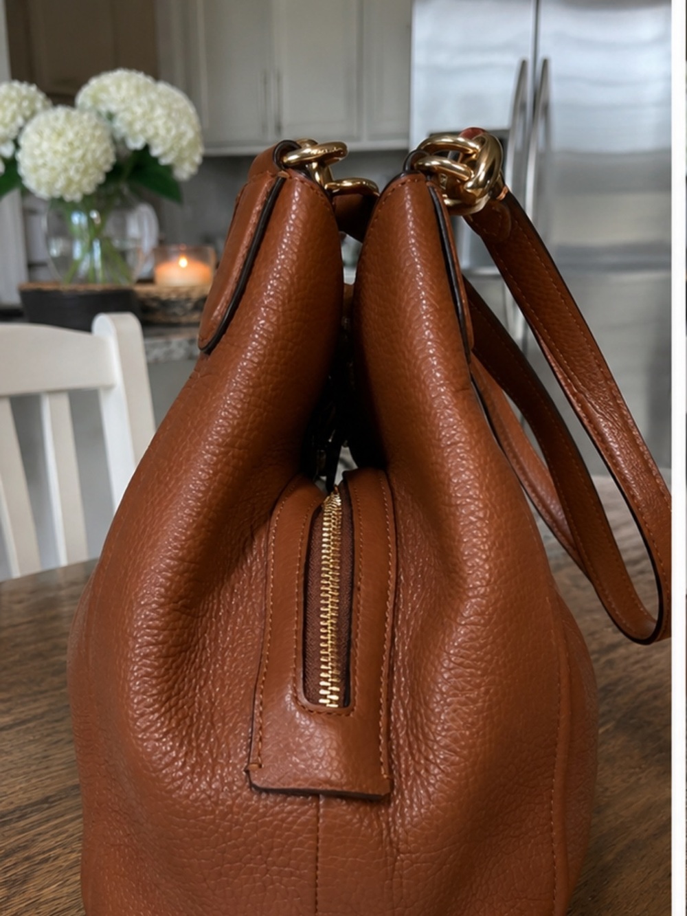 Coach Cognac Pebbled Leather Gathered Shoulder Bag - Picture 7 of 7